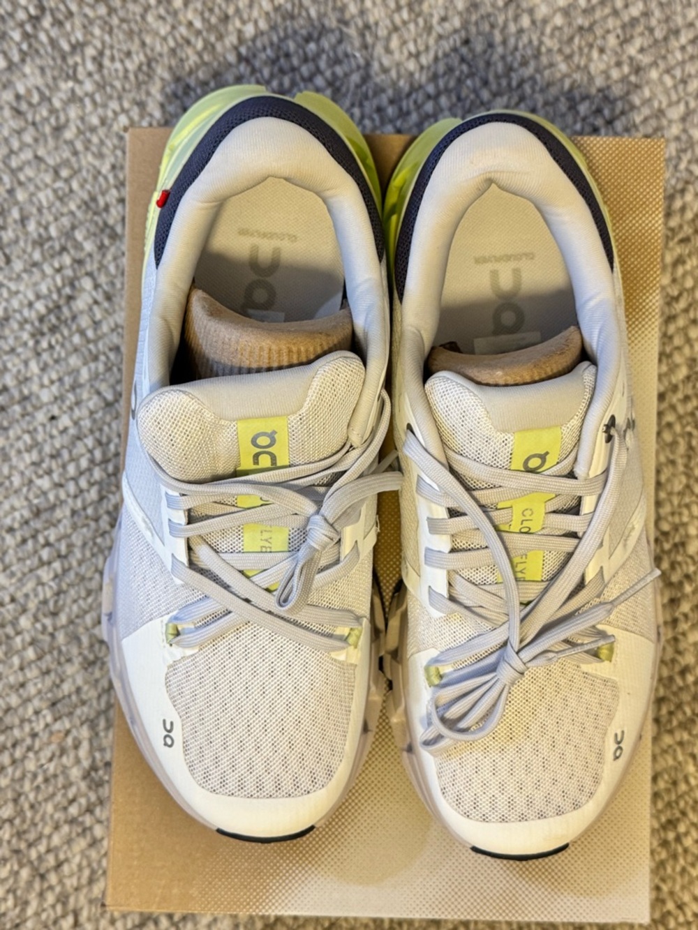 NEW On Cloudflyer 4 Running Shoes – Men’s 7.5 – White/Hay (NIB)